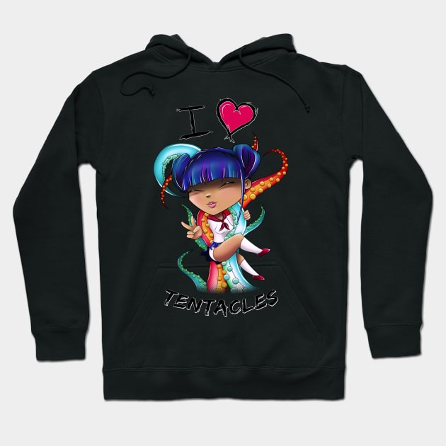 I Heart Tentacles Hoodie by blackdrawsstuff